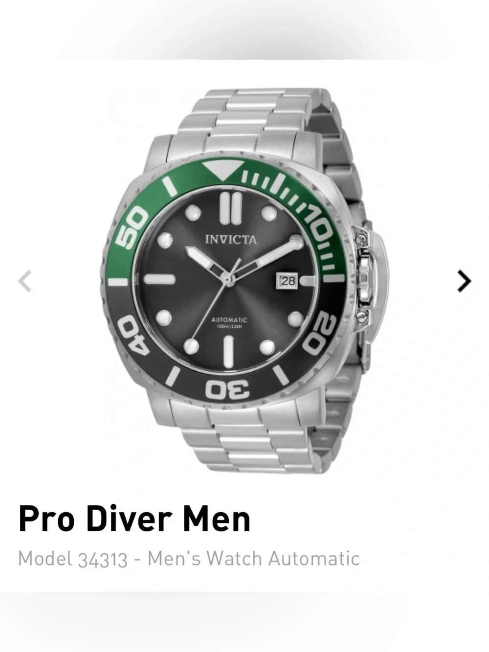 Men’s Invicta Diver Pro-Silver Stainless Steel Watch, Retired NWT & Box.